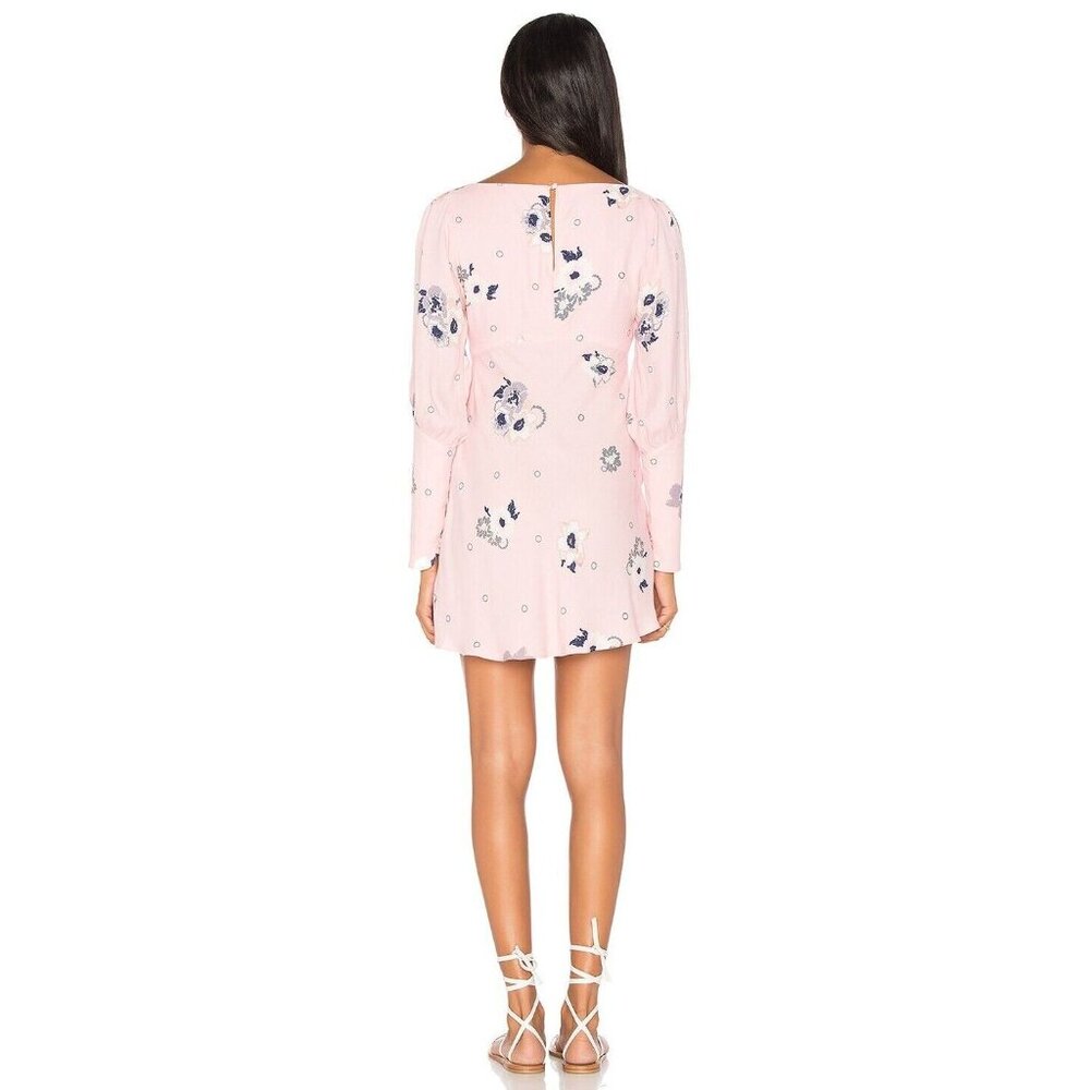 Free People Dress Sunshadows Mini Pink Floral Long Sleeve NWT - Picture 3 of 16